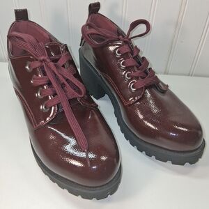 Dirty Laundry Shiny Maroon Lace-Up Boots